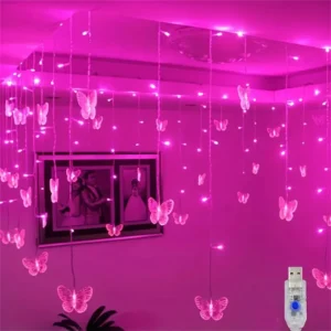 Lampki LED motyle USB — migające dekoracyjne lampki do sypialni i pokoju Niebieski
