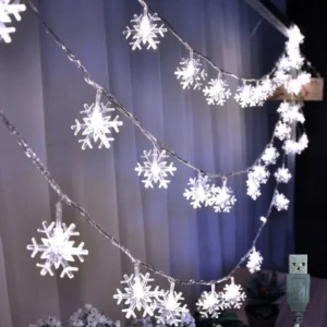 Lampki LED gwiazdki śnieżynki USB dekoracja świąteczna Niebieski