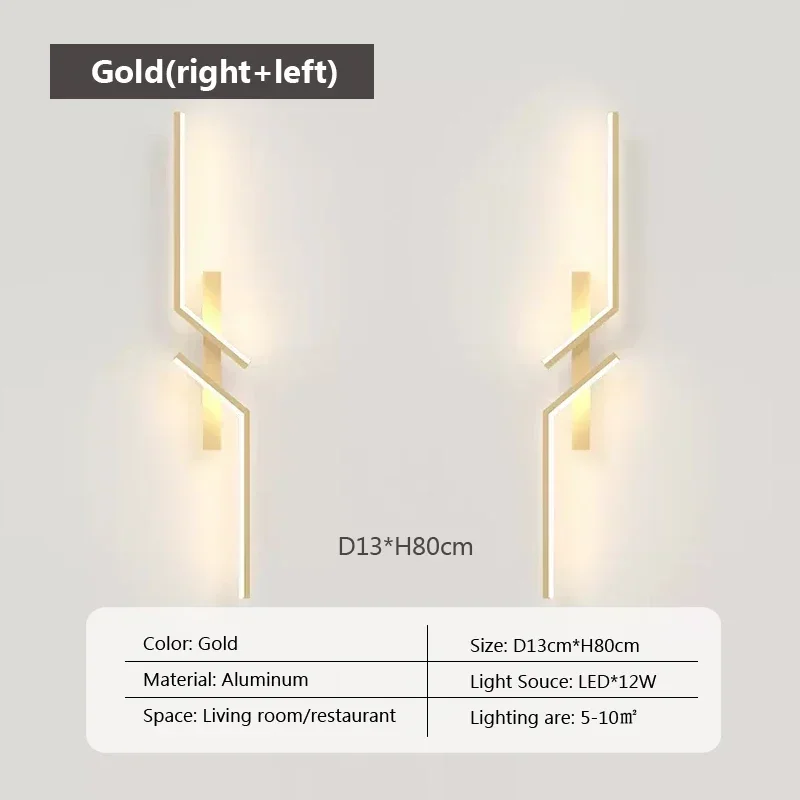 Minimalistyczna listwa LED ścienna — nowoczesna lampka nocna do sypialni i salonu Szampan