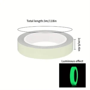 Luminescencyjna taśma ostrzegawcza 1 cm × 3 m na schody Czarny