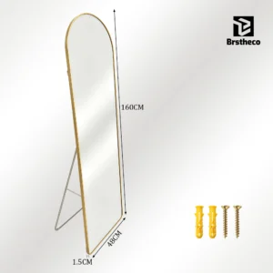 Lustro pełnowymiarowe 160x48 cm podłogowe z aluminiową ramką Złoty