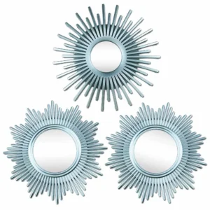 Okrągłe lustro ścienne słońce złote Sunburst — dekoracja boho Czarny