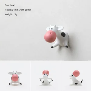 Magnes na lodówkę krowa 3D żywica – słodka dekoracja kuchenna Biały