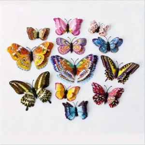 Magnesy na lodówkę 3D motyl świecące — zestaw 12 sztuk Biały