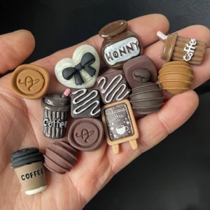 Magnesy na lodówkę kawa i czekolada — zestaw 10 sztuk kawaii Biały
