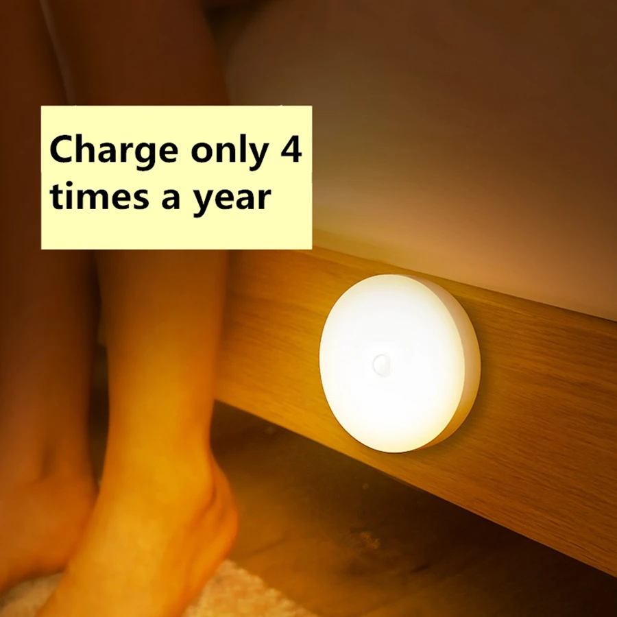 Magnetyczna lampka nocna z czujnikiem ruchu ładowana LED szafa korytarz Niebieski