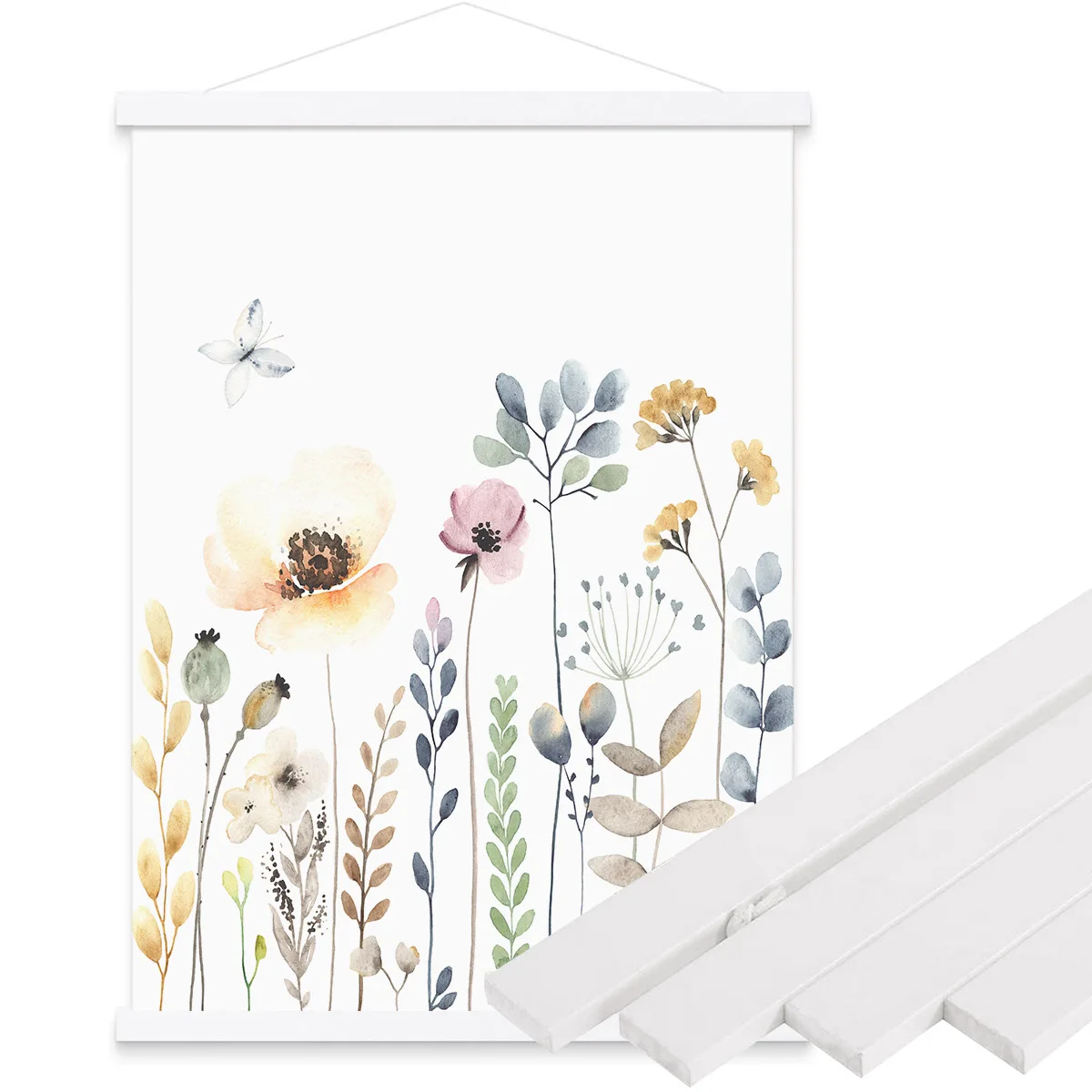 Magnetyczny wieszak na plakaty drewniany tekowy z magnesem Fioletowy