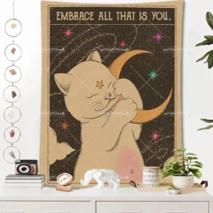 Makata boho na ścianę – tarot, dekoracja w stylu hippie Niebieski