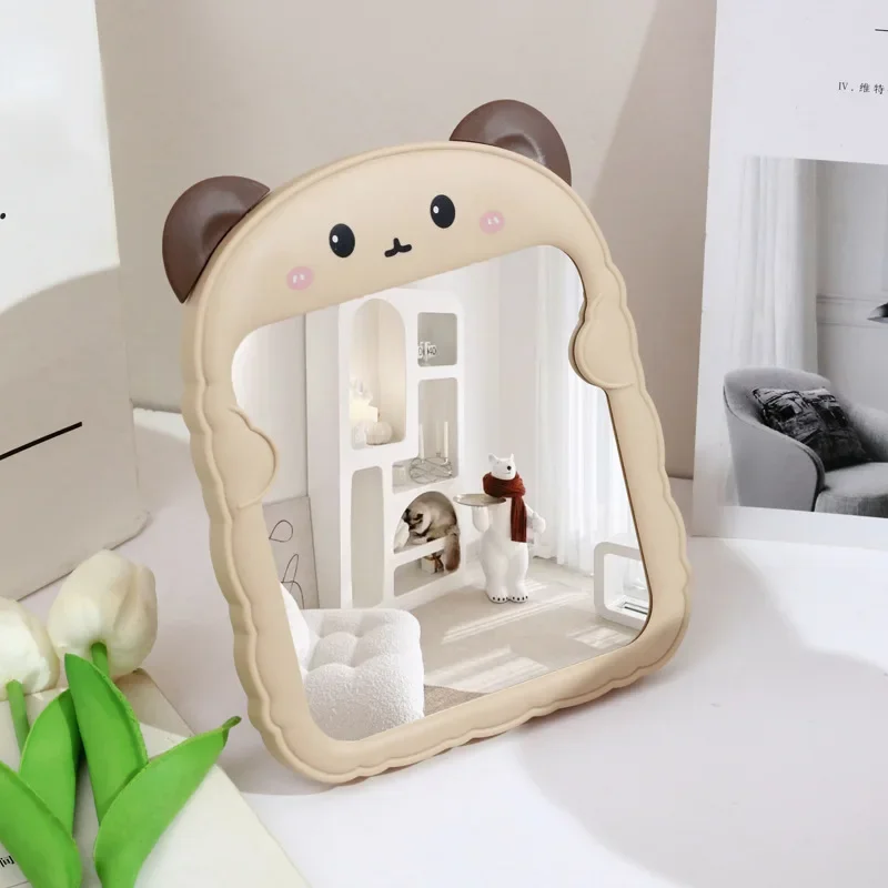 Małe składane lusterko do makijażu z uszami pandy na biurko i do podróży Brąz