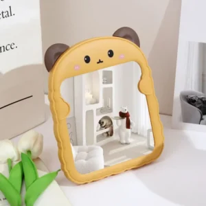 Małe składane lusterko do makijażu z uszami pandy na biurko i do podróży Srebrny