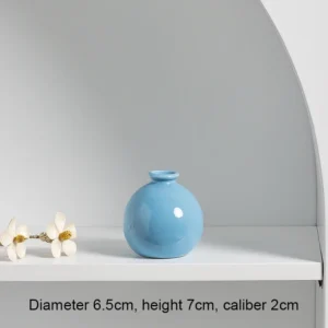 Mały ceramiczny wazon 7 cm w stylu japońskim do suchych kwiatów Niebieski