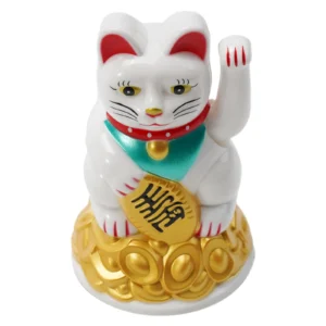 Kot szczęścia Maneki Neko figurka machająca łapą na biurko i do domu Jasnozielony