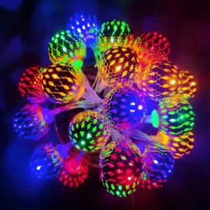 Marokańska girlanda LED z kulkami na baterie do pokoju Rgb