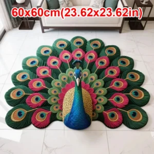 Miękka mata łazienkowa w kształcie pawia antypoślizgowa chłonna 60x60 cm Armijna zieleń