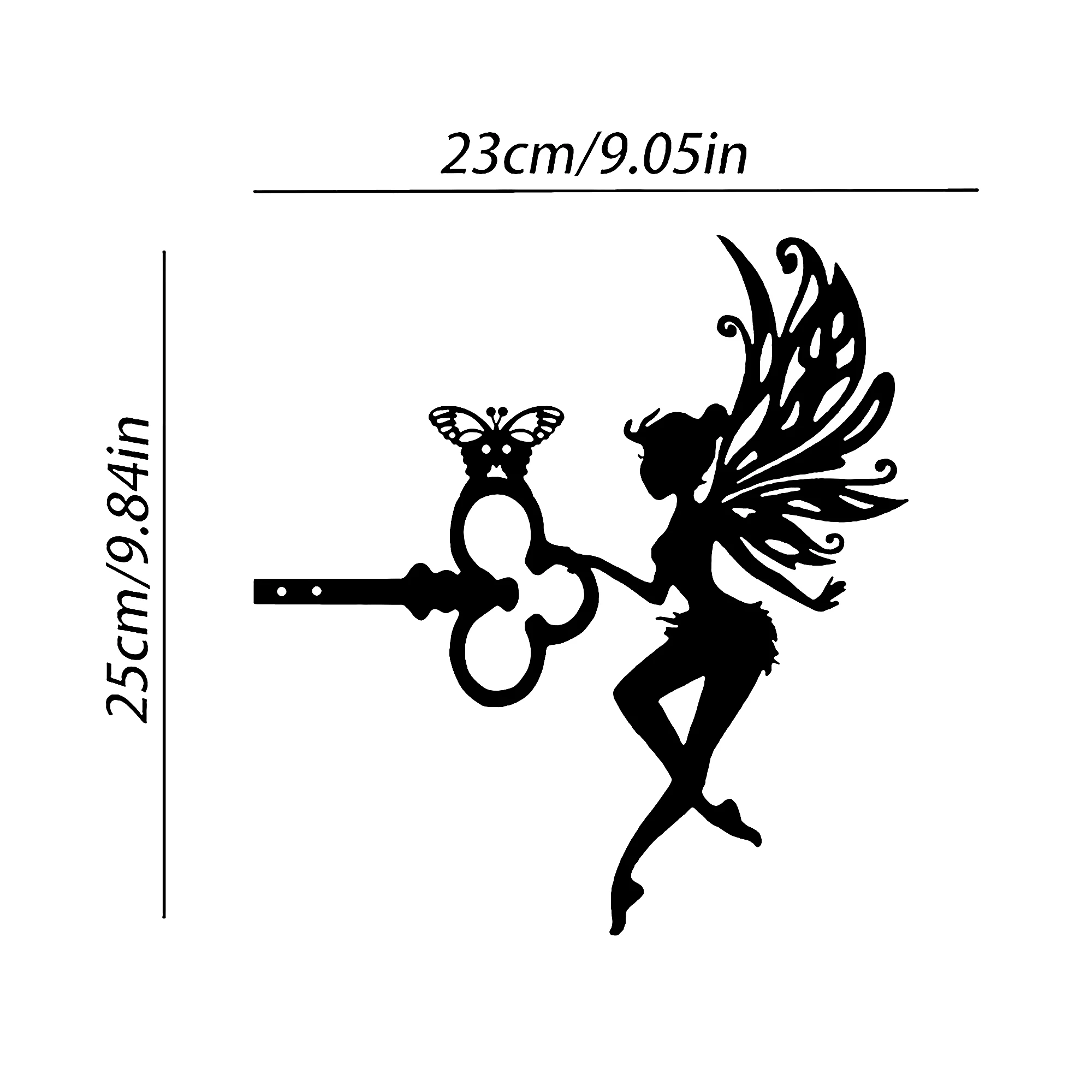 Metalowa figurka czarownicy z kotem do ogrodu Ciemnoszary