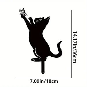 Metalowa figurka kota - sylwetka ogrodowa na trawnik i rabatę Niebieski