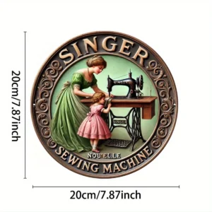 Metalowa tabliczka dekoracyjna retro Singer Sewing Machine Czarny