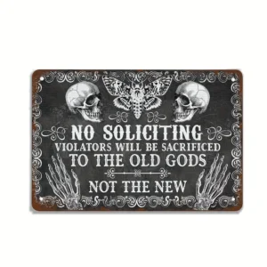 Metalowy plakat Halloween czarownica House Witch Rules retro ścienny Złoty