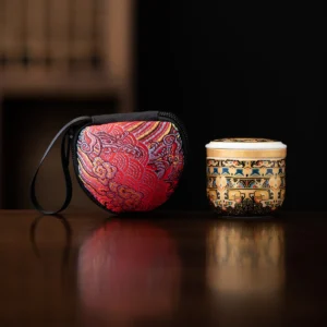 Mini ceramiczny czajnik do herbaty Kung Fu z torbą – zestaw dla jednej osoby Jasnoszary
