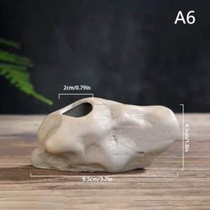 Mini ceramiczny wazon imitacja kamienia styl zen do hydroponiki Jasnoszary