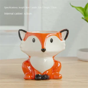 Mini doniczka ceramiczna w kształcie zwierzęcia — lis, zebra, owca Biały