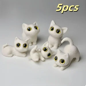 Miniaturowe figurki kociąt z żywicy 5 szt. Jasnozielony