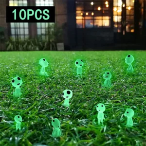 Miniaturowe księżniczki świecące w ciemności – 10 figurek do ogrodu wróżek Jasnozielony