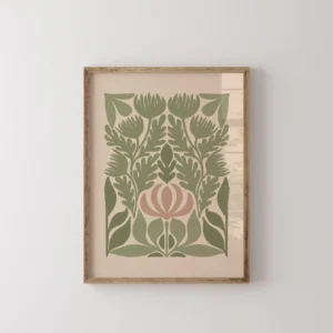 Minimalistyczny Kwiatowy Plakat Linii Botaniczny Boho do Biura Czerwony
