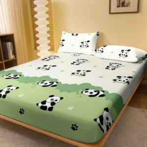 Narzuta na łóżko z nadrukiem panda i kwiaty Wielo