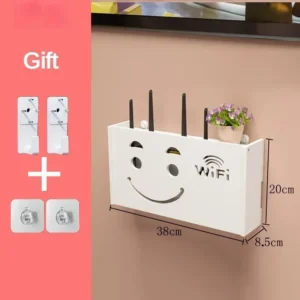Naścienny organizer na router WiFi i kable z półką dekoracyjną Jasny fiolet