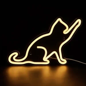 Neon LED kot dekoracja ścienna do pokoju i sypialni Czerwony