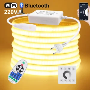 Neonowa taśma COB LED WiFi Bluetooth 220V — ściemnialna z aplikacją żółty