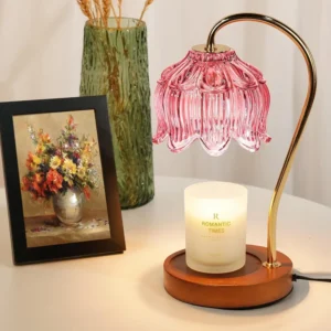 Nordycka szklana lampka do świec atmosferyczna retro dekoracja biurka Różowy