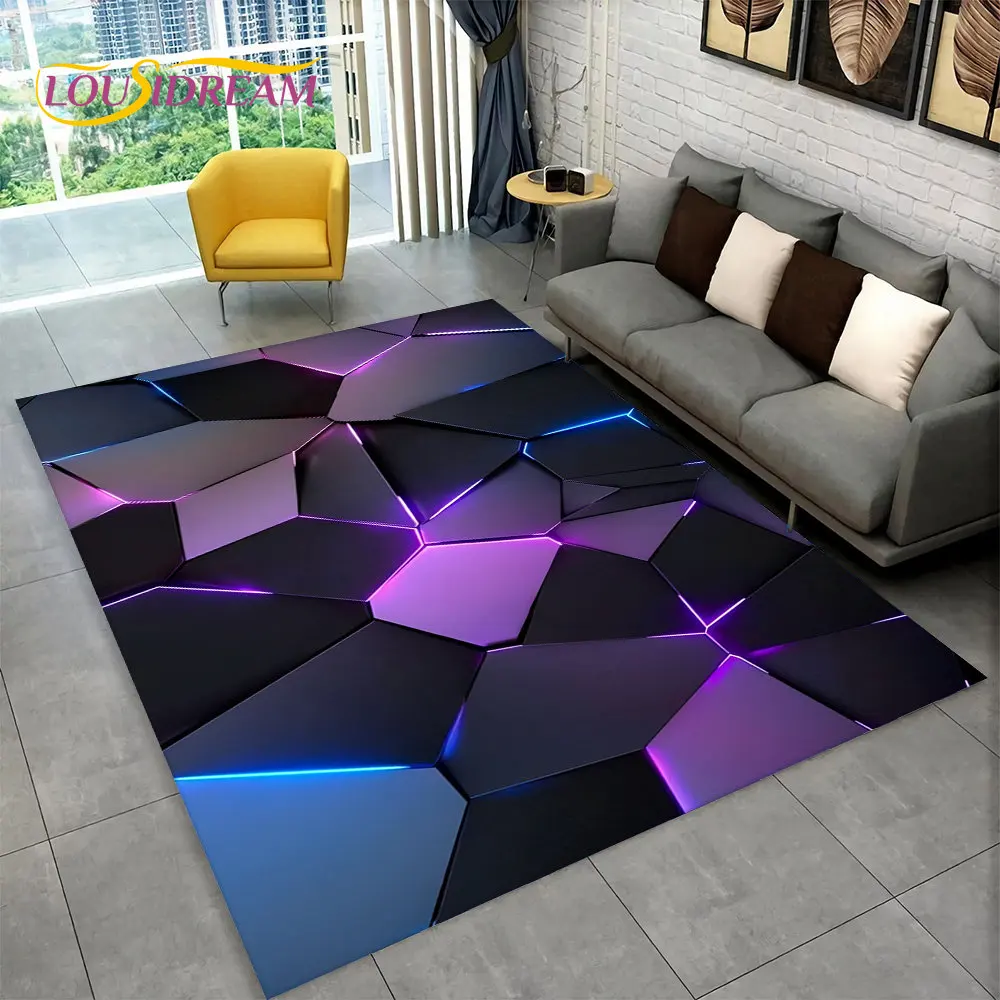 Nowoczesny geometryczny dywan 3D z efektem iluzji optycznej Biały