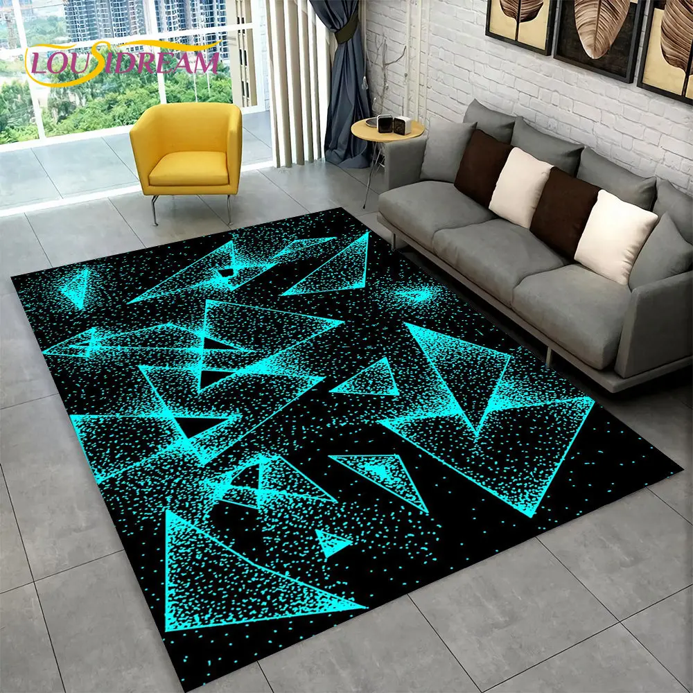 Nowoczesny geometryczny dywan 3D z efektem iluzji optycznej Czarny