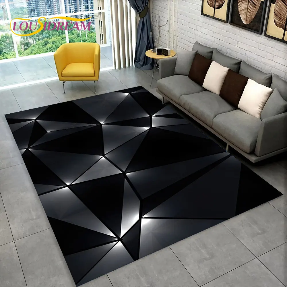 Nowoczesny geometryczny dywan 3D z efektem iluzji optycznej Czerwony