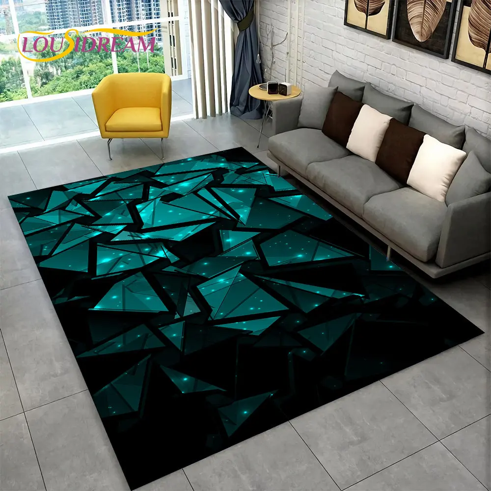 Nowoczesny geometryczny dywan 3D z efektem iluzji optycznej Jasnoszary