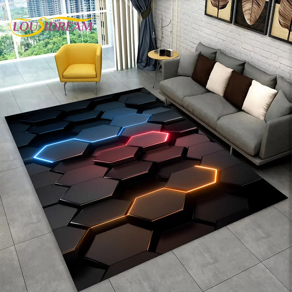 Nowoczesny geometryczny dywan 3D z efektem iluzji optycznej Jasnozielony