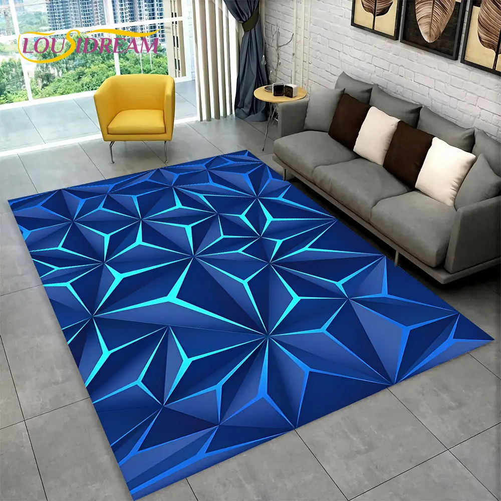 Nowoczesny geometryczny dywan 3D z efektem iluzji optycznej Zielony