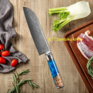 Nóż damasceński szefa kuchni ze stali VG10 7 inch santoku knife