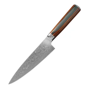 Nóż kuchenny ze stali damasceńskiej z drewnianą rękojeścią Damascus knife