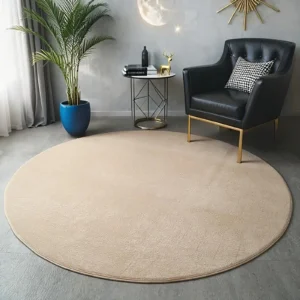 Okrągły dywan Coral Velvet — miękki i dekoracyjny do sypialni żółty