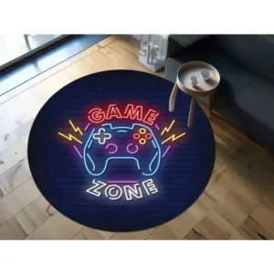 Okrągły dywan retro z motywem gier arcade lat 90. do pokoju gier Fioletowy/фиолетовый