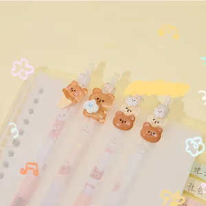 Ołówek automatyczny kawaii miś 0,5 mm z kreskówkową główką prezent dla dzieci Zielony