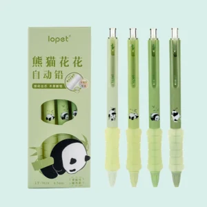 Ołówki automatyczne Kawaii Panda 0,5 mm, zestaw 4 sztuk Zielony