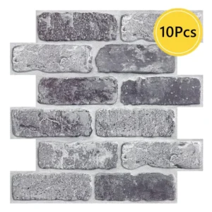 Panele ścienne 3D imitujące cegłę - 10 szt. 30x30 cm Szary