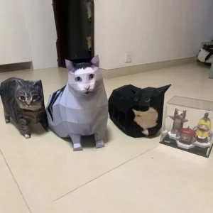 Papierowy kot 3D do samodzielnego złożenia Ciemny szary