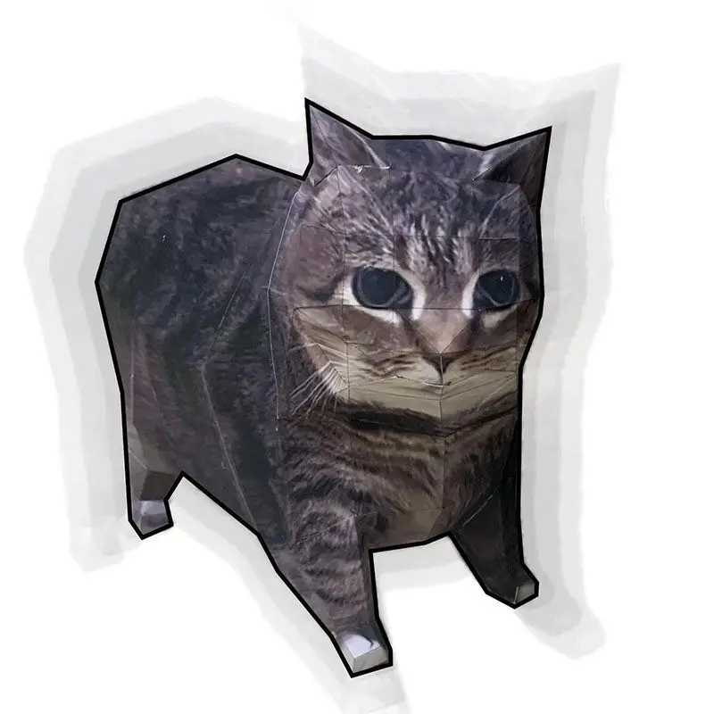 Papierowy kot 3D do samodzielnego złożenia Jasnożółty