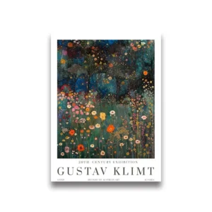 Plakat Gustav Klimt z kotem i lisem na płótnie do salonu Jasnozielony