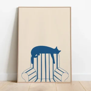 Plakat z śpiącymi kotkami na płótnie — minimalistyczna ilustracja do salonu Wielo